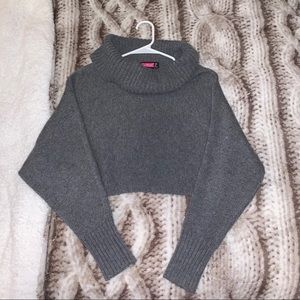 grey cropped turtleneck sweater
